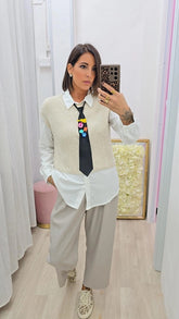 CAMICIA+GILET+CRAVATTA BEIGE